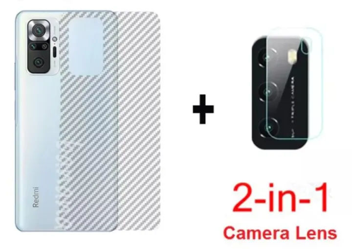 2 in1 Carbon Fiber Pattern Back Film & Camera Lens Protector For Xiaomi Redmi Note 10 / Note 10S / Note 10 5G / Note 10 Pro