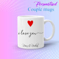 Anniversary Wedding Couple Set Personalized Unique Coffee Mug Set. 