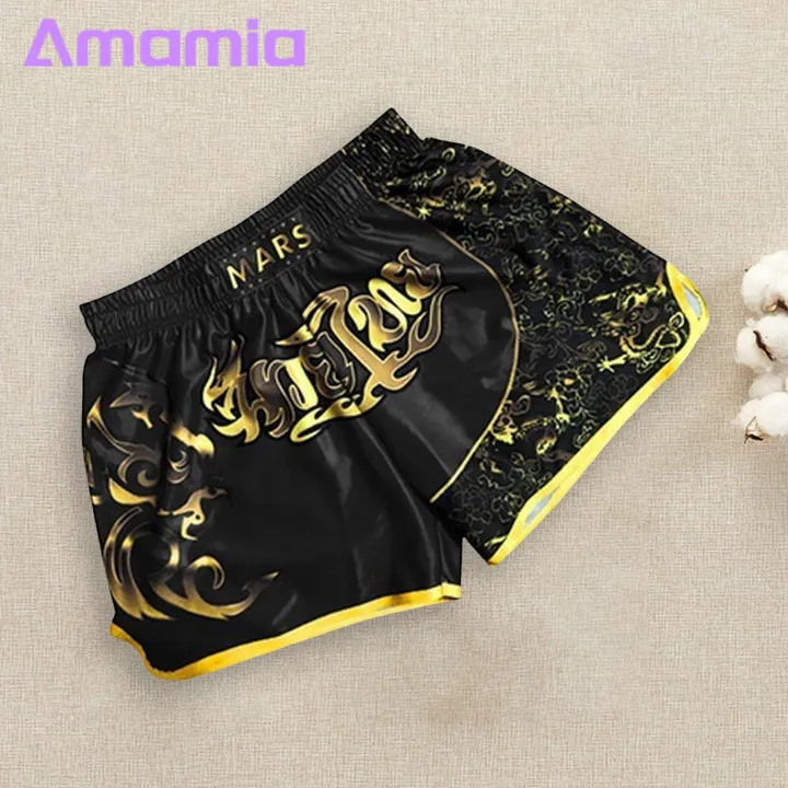 Kickboxing%20Shorts%20Premium%20Unisex%20Muay%20Thai%20Shorts%20Lightweight%20Ice%20Silk%20Embroidered%20Design%20Elastic%20Waist%20Ideal%20for%20Boxing%20Kickboxing%20Mma%20Training%20-%20Image%204