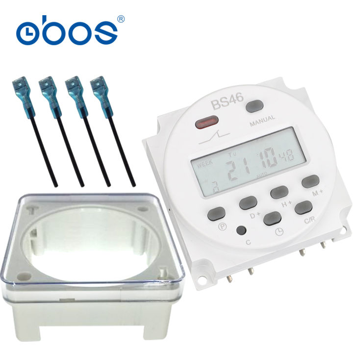 【Exclusive Offer】220V 16A 12V 32A digital timer good outage memory microcomputer timer switch 16 times Waterproof shell four wire