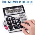 Large 14-Digit Joinus JS-705 LCD Display Desktop Calculator with Check & Correct Function, Solar Battery Dual Power Calculator, Large Computer Keys Electronics Calculator for Office School Calculating. 