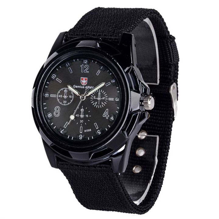 【Miga Plaza】Jam Tangan Wanita  Classic Men Women Sea Outdoor Fashion Belt Gemius Swiss Nylon Belt Military Watch