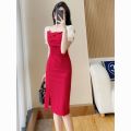 Summer New 2024 High Sense Banquet Slim-Fit Evening Dress Dress Women's Mid-Length Slit Sheath Skirt Summer. 