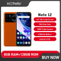 HOTWAV Note 12 Brand New 8GB Ram 128GB Rom TRCSL approved Android 13 Smartphone with 6.8'' 90Hz Display 48MP AI Triple Camera 6180mAh Battery PD3.0 18W fast Charging Android Phone with Original Charger and cable and Back Cover with tempered glass. 