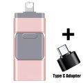 4 IN 1 OTG USB Flash Drive for iPhone 16GB 32GB 64GB 128GB 256GB 512GB Pendrive usb3.0 with type c adapter. 