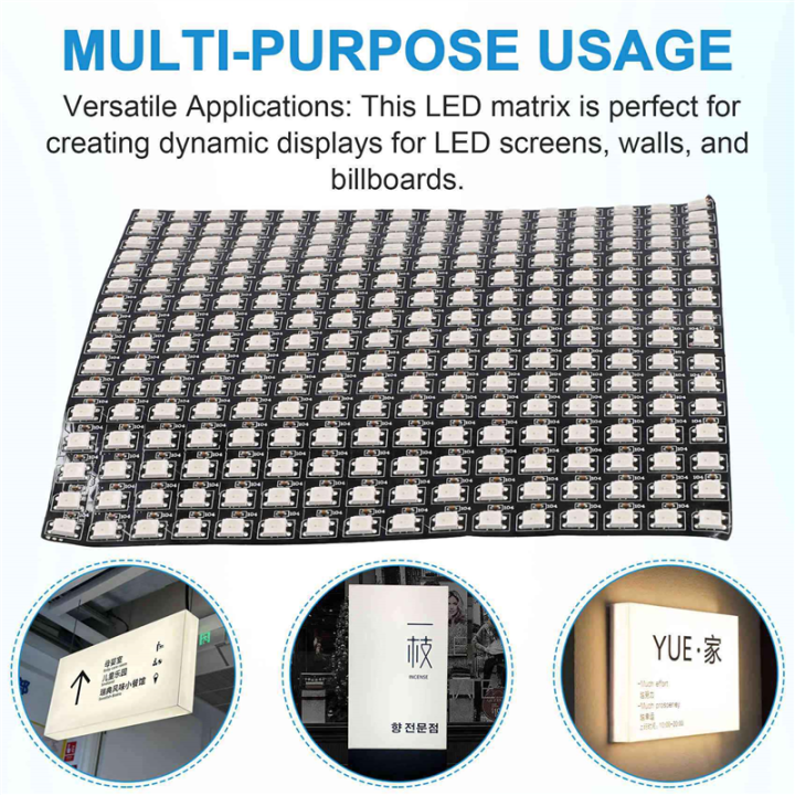 fasdaga%202X%20WS2812%20RGB%20LED%20Matrix%20Panel%20Individually%20Addressable%20Flexible%20for%20Video%20Display,%20DC5V%20(16x16)%20-%20Image%202