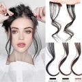 25CM Long Curly Middle-part Bangs Clips Front Two Side Wig Hair Extension Synthetic Hairpiece for Women. 