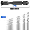 26pcs Mini Micro Hand Drill Bits Set High Hardness Rust-resistant Manual Drill Pin Vise Chuck Diy Tool Set specification. 