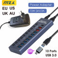 MZX 10 7 4 Port USB Hub 3.0 Aluminum A 3 0 Multi-hub Splitter Concentrator Dock Multiple Extensor Switch Adapter Docking Station. 