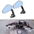 Motorcycle Handlebar Rear View Mirror Pentagon shape End Adjustable Rotatable Stylish Handle bar end Side Mirror Set of 2. 