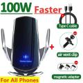 100W Wireless Car Charger Magnetic Car Phone Holder For iPhone 15 14 13 12 11 Pro Xiaomi Samsung Fast Charging Wireless Chargers. 