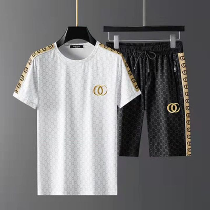 High-End%20Ice%20Silk%20Leisure%20Sports%20Suit%20Men's%20Fashion%20Embroidery%20Pu%20Shuai%20Summer%20Menswear%20Thin%20Short-Sleeved%20Shorts%20Two-Piece%20Suit%20-%20Image%206