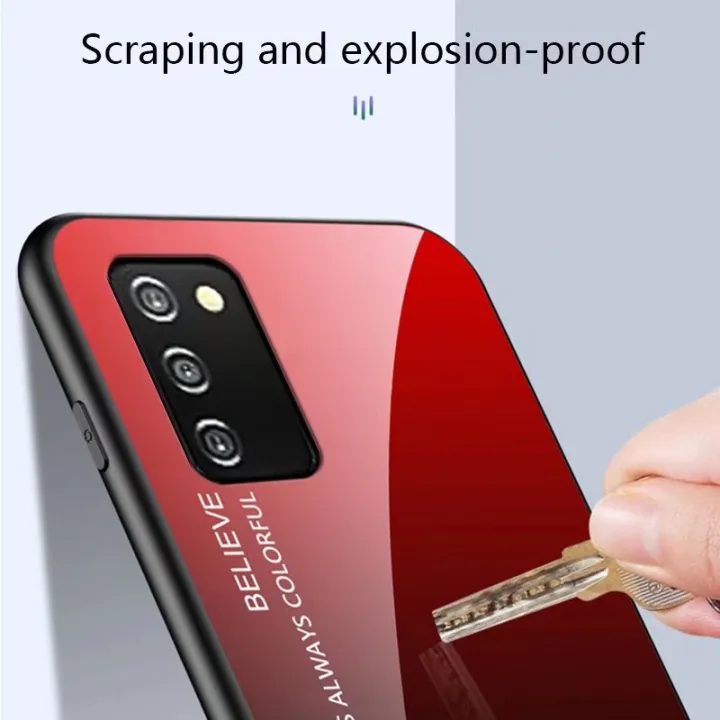%E3%80%90On%20Sale%E3%80%91%20Biruiqu%20For%20Galaxy%20A03s%20Shockproof%20Gradient%20Tempered%20Back%20Soft%20Case%20Cover%20-%20Image%203