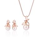 Vogue Jewelry Set Bright Luster Plated Imitation Pearl Necklace Earrings. 