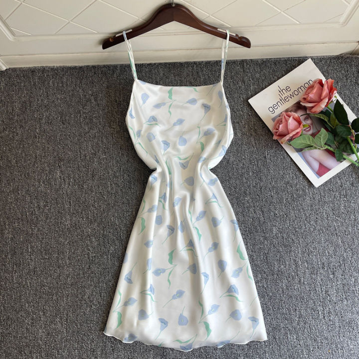 SYQ%20Printed%20erogenous%20Charming%20Sling%20Nightgown%20Women's%20Summer%20Sweet%20V-neck%20Ice%20Silk%20High-end%20Backless%20Pajamas%20Home%20Clothes%20-%20Image%206