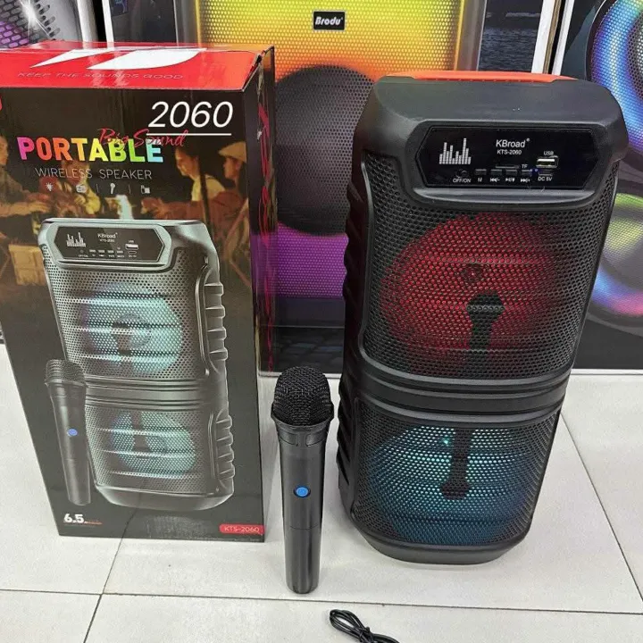 KTS-2060%206.5"%20x%202%20Portable%20Wireless%20Bluetooth%20Speaker%20with%20Led%20Light%20RGB%20Support%20Mic,%20FM,%20AUX,%20USB,%20SD%20Card%20Karaoke%20Speaker%20Partybox%20with%20Wireless%20Mic%20Buffel%20Subwoofer%20with%20FM%20Mic%20Music%20Player%20Party%20Box%20%20KTS%20Speaker%20KTS%202060%20-%20Image%204