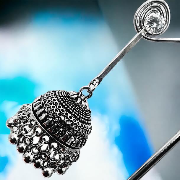 Black%20silver%20radiational%20Long%20Indian%20Jhumka%20Jhumki%20oxidized%20Dangle%20Earrings%20With%20Pearl%20For%20Women%20and%20girl%20-%20Image%202