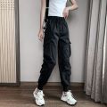 Black Cargo Pants Female Summer Slimming Student Korean Style Ankle-Banded Casual Pants Loose Versatile Sports Pants22New. 