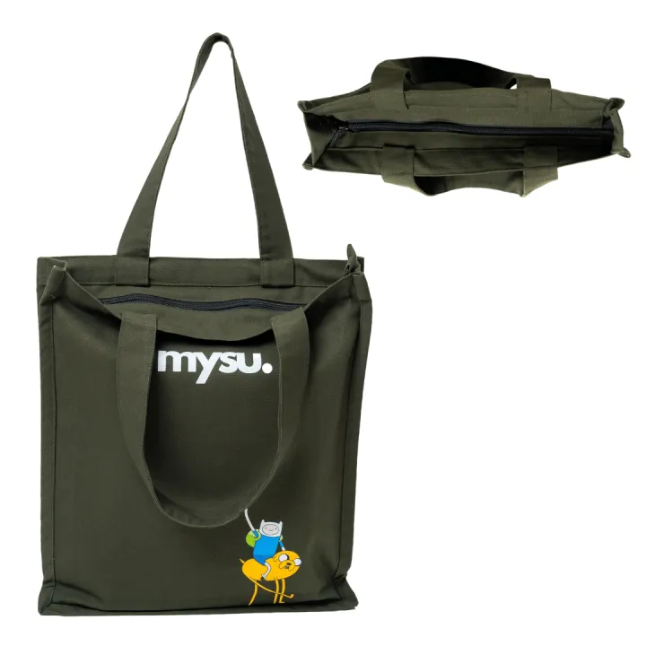 MYSU Heavy Duty Brown Eco Friendly Large Canvas Tote Bag with Zipper - 14.5 inches (L) * 3 inches (W) * 16 inches (H) - Holds up to 15kg