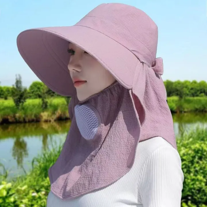 Casual Sun Protection Women Sun Hat Face Wide Brim Cover Face Cap ...