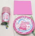 Peppa pig theme paper plate 10 paper cup 10 and Paper Serviette 10 Set. 