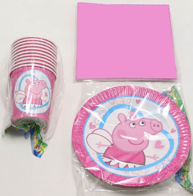 Peppa pig theme paper plate 10 paper cup 10 and Paper Serviette 10 Set