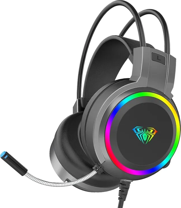 Aula S608 RGB Lighting Surround Bass Stereo Noise Cancelling Mechanical Gaming Headphone 6 Months Warranty