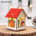 Christmas Tree Ornaments Miniature Led Wooden Christmas House Ornament Battery Powered Xmas Tree Decoration for Southeast Asian Buyers Diy Christmas Decorations. 