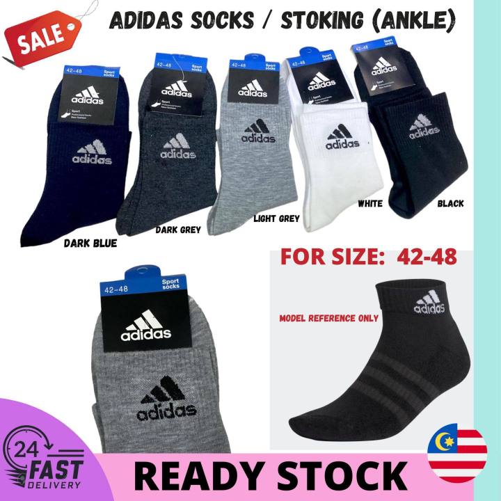 (1pair) (Ankle Socks) Adidas Sock High Quality Cotton Socks Big Size Stoking Sports Unisex Lelaki Mid Cut Kerja Tahan Tebal 现货阿迪达斯男女中帮袜弹力棉袜子运动三叶草