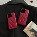 Retro Red Color Leather Phone Case For Iphone 15 Pro Max 11 12 13 14 Pro Max Plus Luxury Solid Color Ultra Thin Hard Back Cover. 