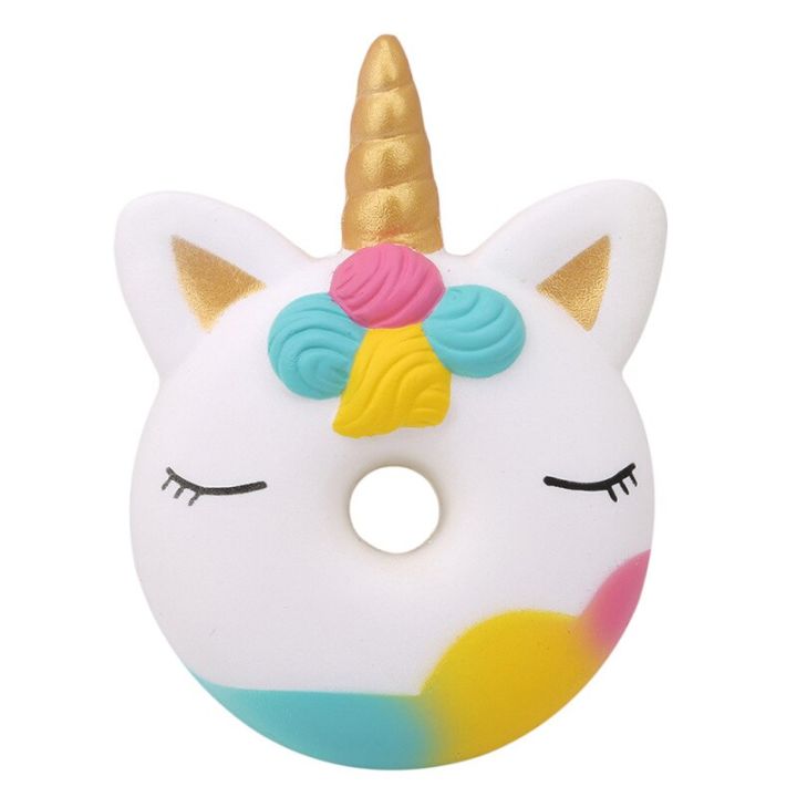 1 Jumbo Kawaii Unicorn Donut Squishy Cake Bread Squishies Cream Scented Slow Rising Squeeze Toy Kids Xmas Birthday Gift 13*9 CM