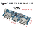 Dual USB 3.7V to 5V 2.4A Type-C Boost Mobile Power Bank DIY 18650 Lithium Battery Charger PCB Board Step Up Module With Led. 