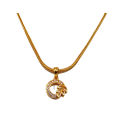 Gold Plated Fox Chain With Round Shape Leaf Design Pendant For Women. 