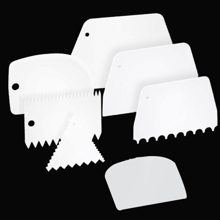 7 Pcs Dough Cake Plastic Icing Scraper Cake Smoother,Dough & Bench ...