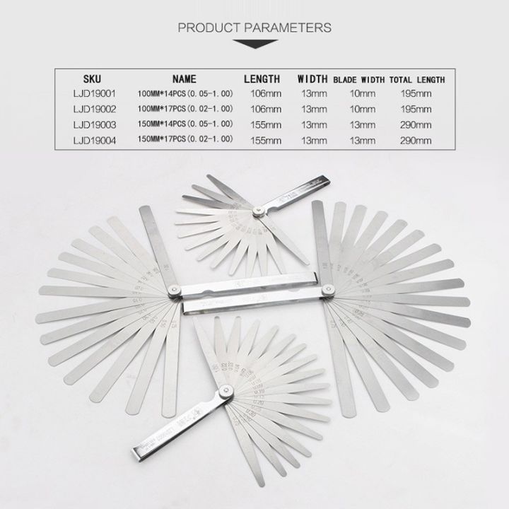 LIJIAN%2014/17%20Blades%200.02-1mm%20Filler%20Feeler%20Plug%20Gap%20Metric%20Gauge%20Measuring%20Gauging%20Tool%20Caliper%20-%20Image%206