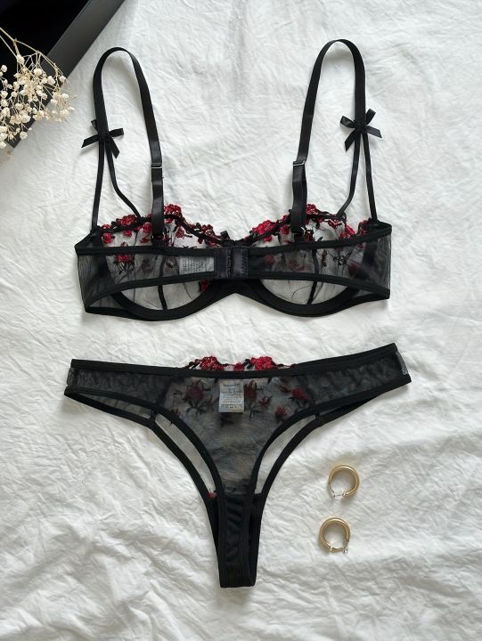 Floral%20Embroidery%20Lingerie%20Set,%20Mesh%20Unlined%20Bra%20&%20Mesh%20Panty,%20Women's%20Lingerie%20&%20Underwear%20-%20Image%2010