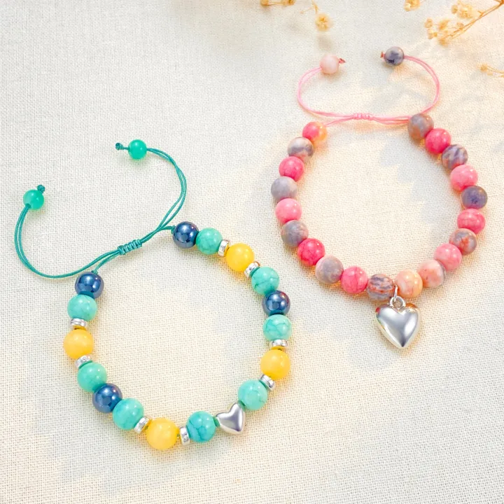 Qingwen%20European%20and%20American%20New%20Green%20Pink%20Colored%20Stone%20Beaded%20Bracelet%20Love%20Pendant%20Braided%20Rope%20Couple%20Bracelet%20Size%20Adjustment%20-%20Image%204