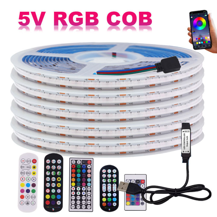 Dc 5v Rgb Cob Led Strip Usb Power Bluetooth-Compatible 24key 44key Kit ...