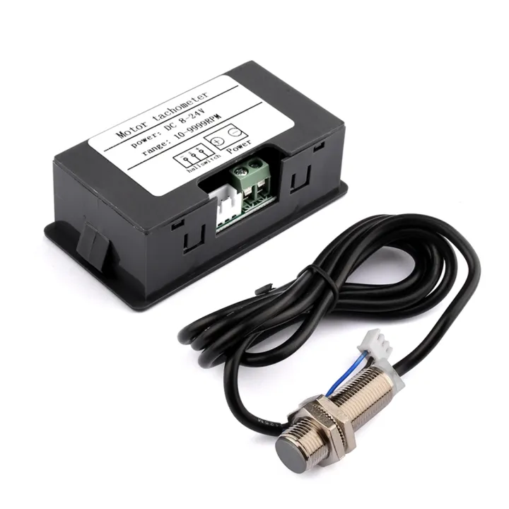 4%20Digital%20Tachometer%20Red%20Led%20Rpm%20Gauge%20Speed%20Meter%20With%20Hall%20Magnet%20Sensor%20Npn%20Switch%20For%20Lathe%20Conveyor%20Belt%20-%20Image%203