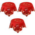 3X Christmas Embroidered Table Cloth,Hollow-Out Round Table Cloth,for Restaurant Dinning Party Banquet Events,33 Inch. 