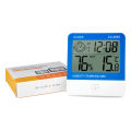Digital Thermo-Hygrometer Ther-mo-meter Hygrometer Indoor Room Temperature Humidity Gauge Meter Alarm Clock LCD Display with Backlight for House Office Hotel. 