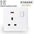 【LuxeGlow】Model 86 British Standard Socket Multifunctional Household 13A British PC Panel Socket with a 1gang 1way switch Power lamp. 
