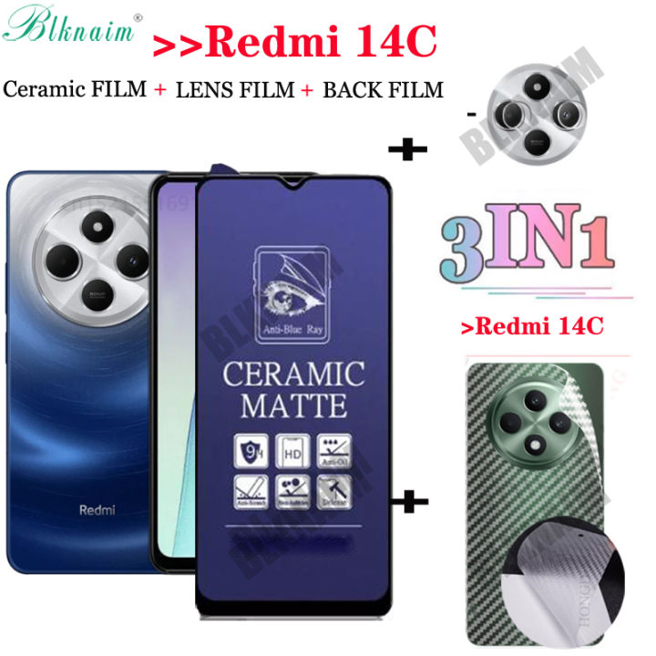 BLKNAIM%203in1%20Xiaomi%20Redmi%2014C%20Full%20Cover%20matte%20ceramic%20film%20Screen%20Protector%20For%20Xiaomi%20Redmi%2014C%20ceramic%20Glass%20Tempered%20Glass%20lens%20film%20Carbon%20fiber%20back%20film%20-%20Image%203