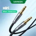UGREEN HiFi AUX Cable 3.5mm Audio Speaker Cable 3.5 jack For Guitar Silver-plated Braided Wire Auxiliary Car Headphone Cable. 