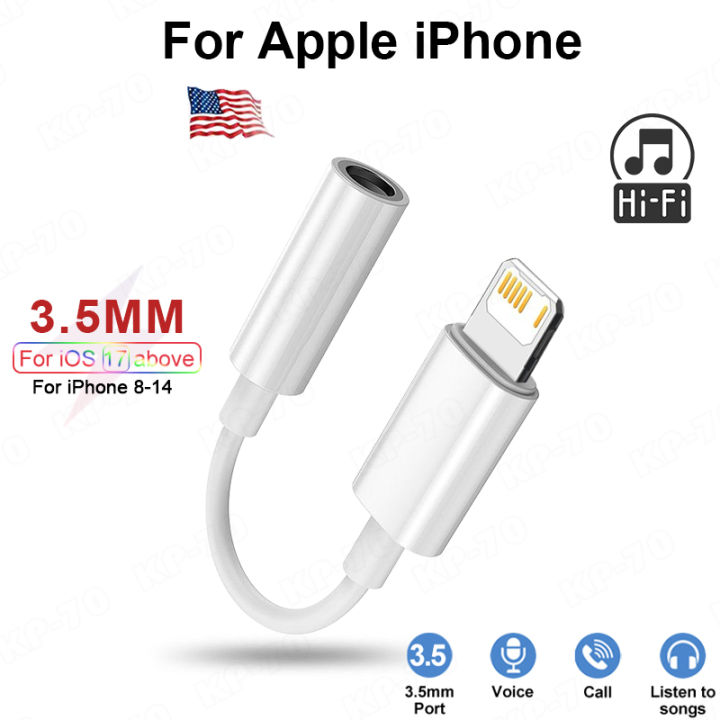 Adattatore Aux 3,5mm Per IPhone 14, 13, 12 – Maschio A Femmina, Cavo Flessibile Bianco