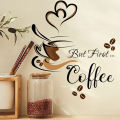 Creative Coffee Cup Pattern Wall Stickers Cafe Living Room Decor Cabinet Art English Home Decoration Self-adhesive Wallpaper. 