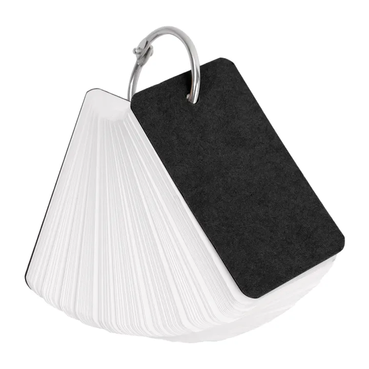 【ZOSR】100Sheet Handwritten Card Portable Blank Binder Note Pad Index Card Note Memo Papers with Iron Binder Ring Combinable Flipping Study Flash Cards