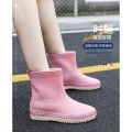 Women's Fashion Four Seasons Universal Waterproof Shoes Rain Boots Non-Slip Warm Work Kitchen Women's Rain Boots Mid-Calf Rubber Boots. 