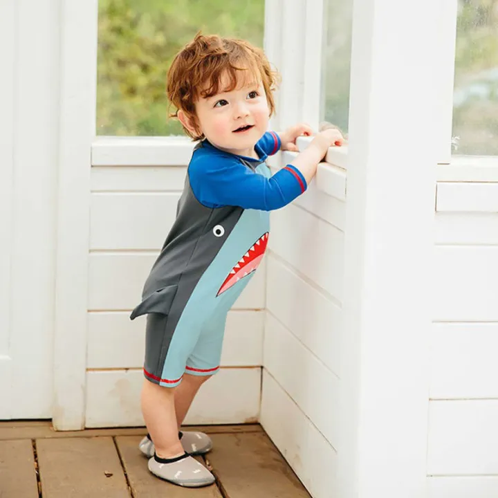 Cute%20Baby%20Swimsuit%20Children's%20Long-Sleeved%20One-Piece%20Toddler%20Kid%20Baby1-3Year-Old%20Cartoon%20Shark%20Dinosaur%20Swimming%20Suit%20-%20Image%203