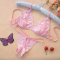 Yfashion 2PCS/Set Women Cotton Lace Bra + Briefs hree-Point Crotch Underwear Set. 